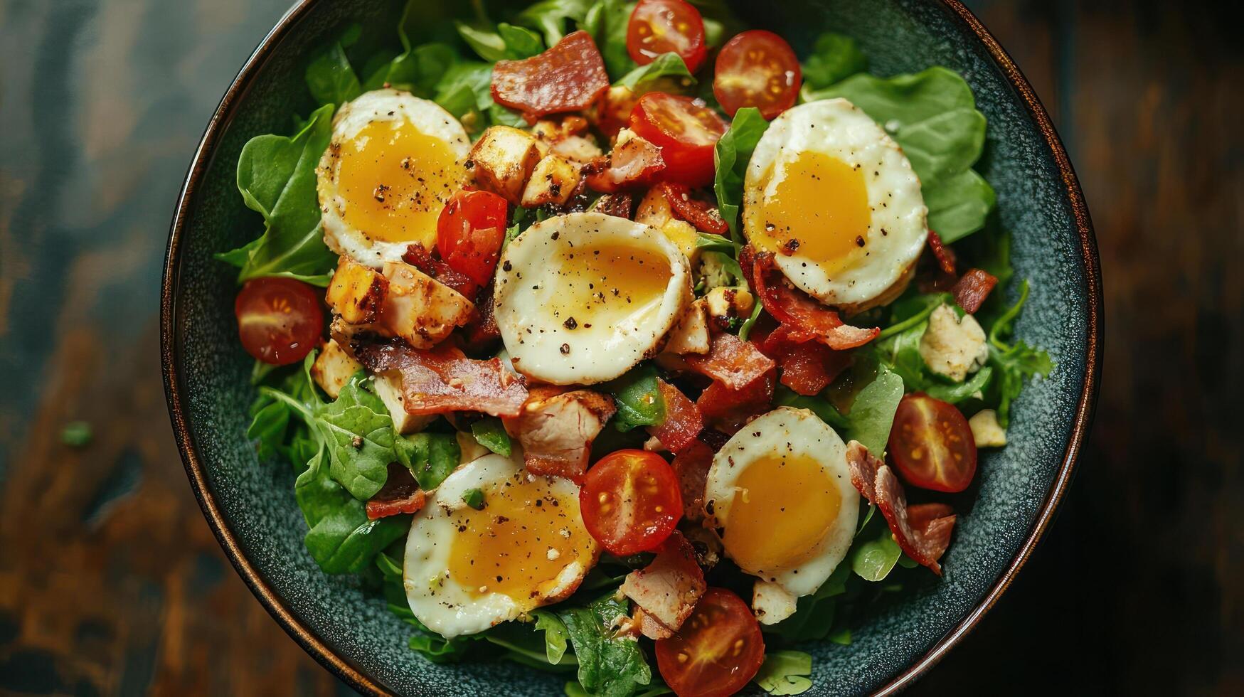 A salad with bacon and eggs. photo