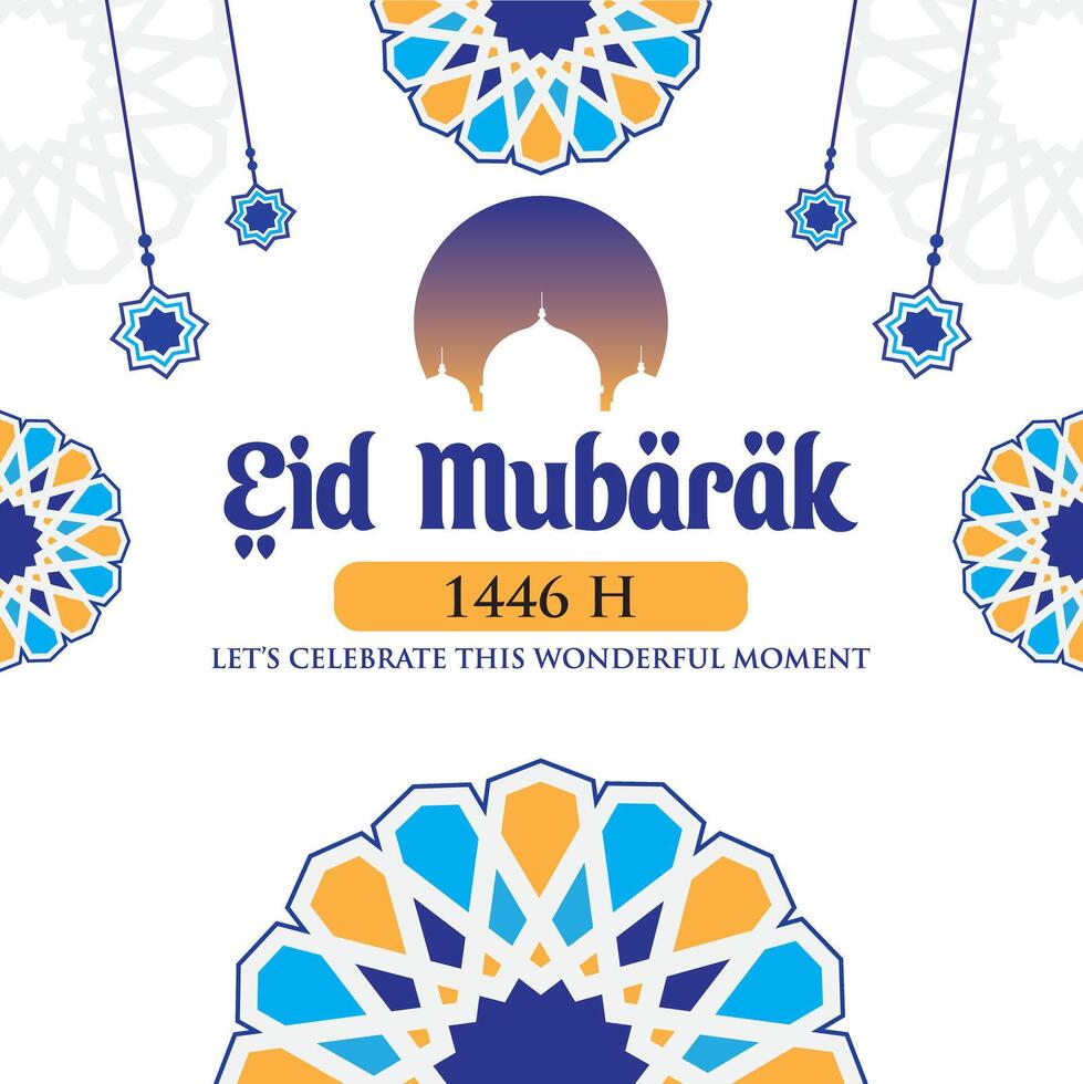 Happy Eid Mubarak 2025 - 1446 H , Greeting Card minimalist Eid Mubarak Background simple vector