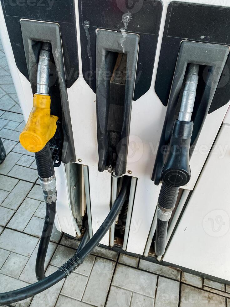 A close up of two gas pumps at a gas station photo