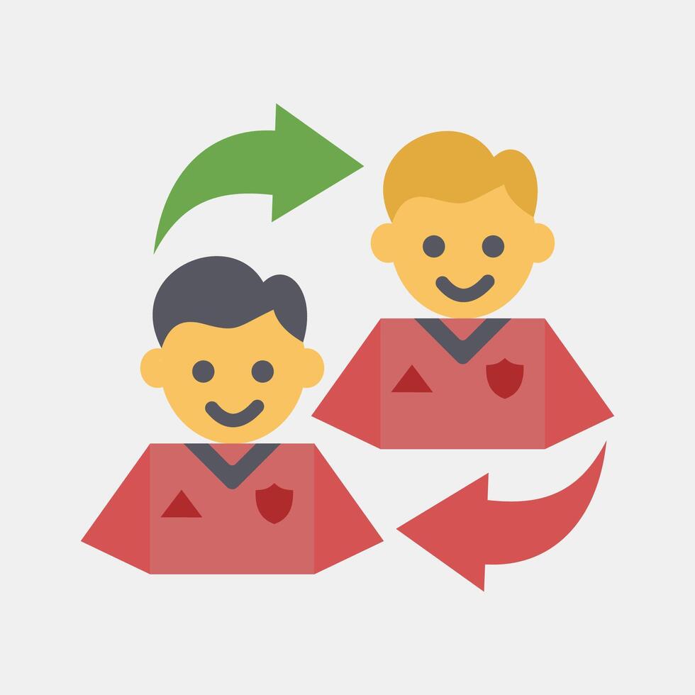 Icon subtitution. Football and soccer elements. Icon in flat style. vector