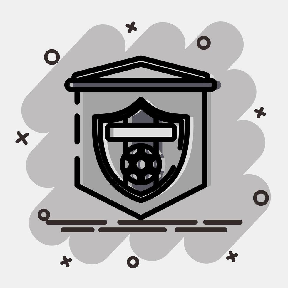 Icon flag. Football and soccer elements. Icon in comic style. vector