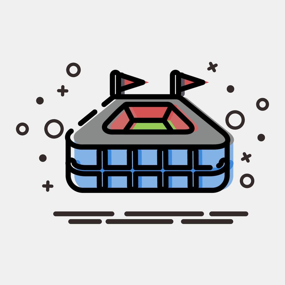 Icon stadium. Football and soccer elements. Icon in MBE style. vector