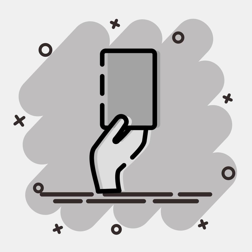 Icon yellow card. Football and soccer elements. Icon in comic style. vector