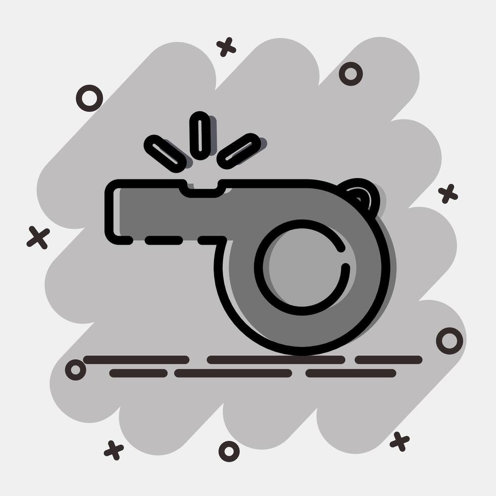 Icon whistle. Football and soccer elements. Icon in comic style. vector