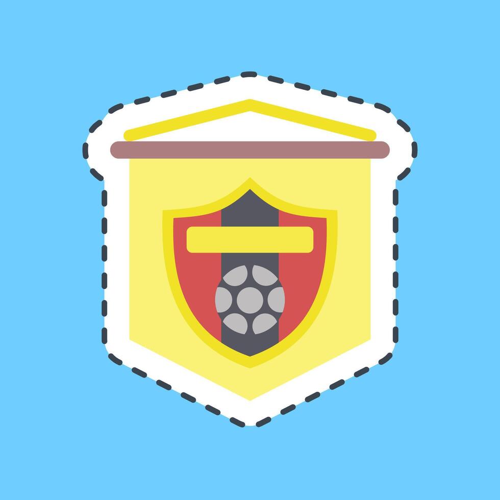 Cutting line sticker flag. Football and soccer elements. vector
