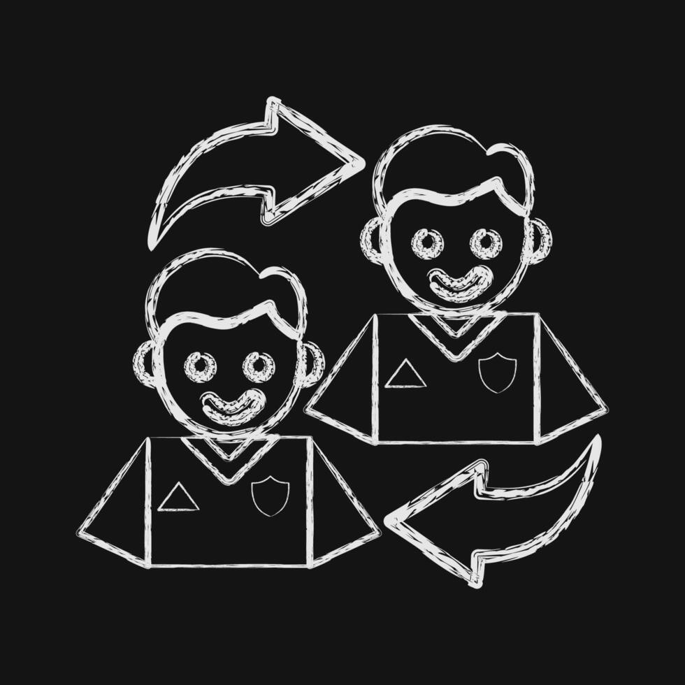 Icon subtitution. Football and soccer elements. Icon in chalk style. vector