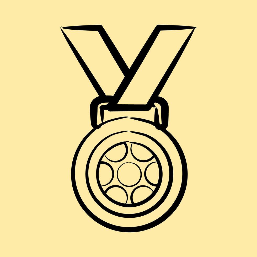 Icon medal. Football and soccer elements. Icon in hand drawn style. vector