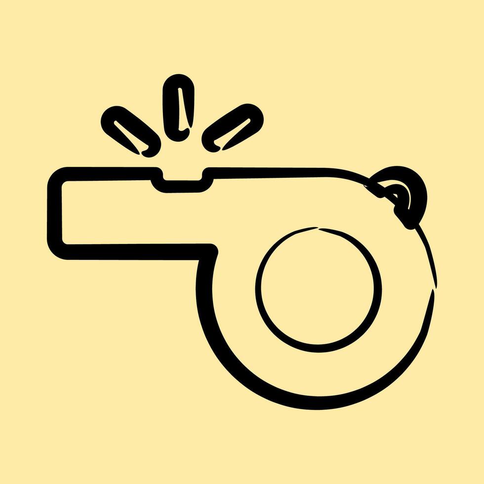 Icon whistle. Football and soccer elements. Icon in hand drawn style. vector