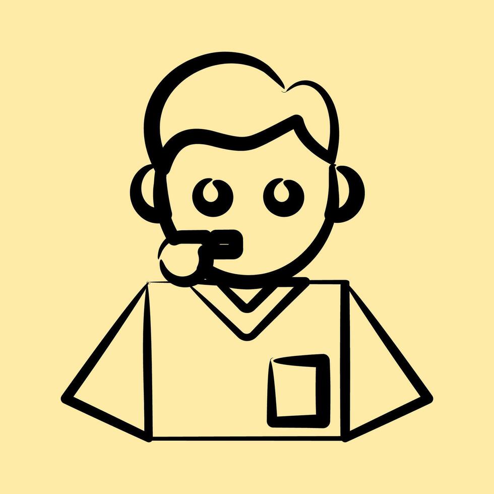 Icon referee. Football and soccer elements. Icon in hand drawn style. vector