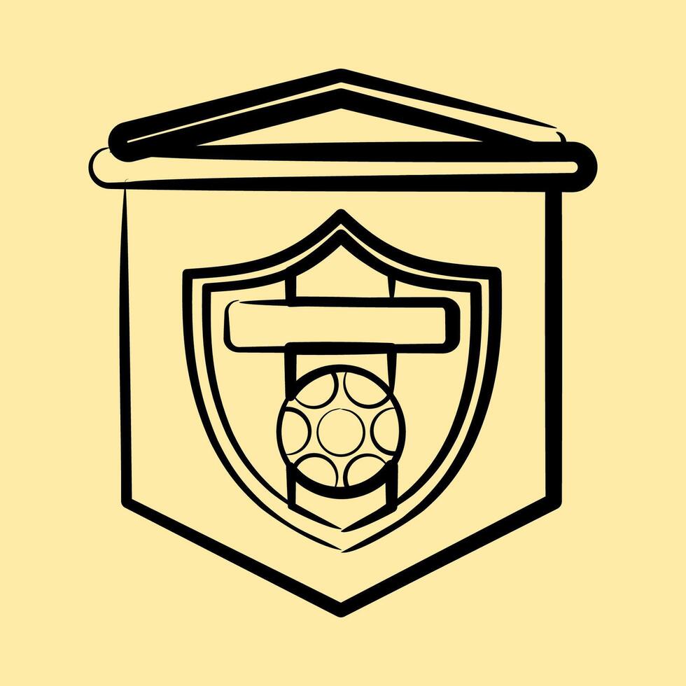 Icon flag. Football and soccer elements. Icon in hand drawn style. vector