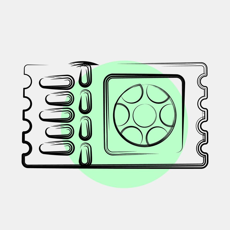 Icon ticket. Football and soccer elements. Icon in color spot style. vector
