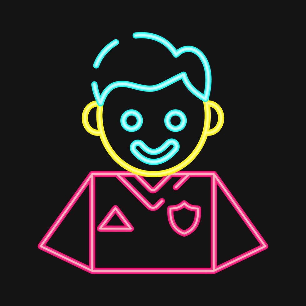 Icon player. Football and soccer elements. Icon in neon style. vector