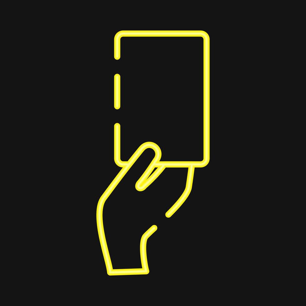 Icon yellow card. Football and soccer elements. Icon in neon style. vector