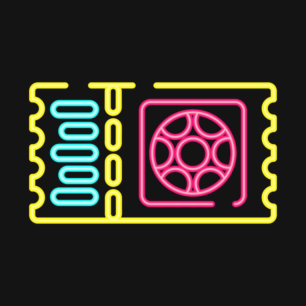 Icon ticket. Football and soccer elements. Icon in neon style. vector