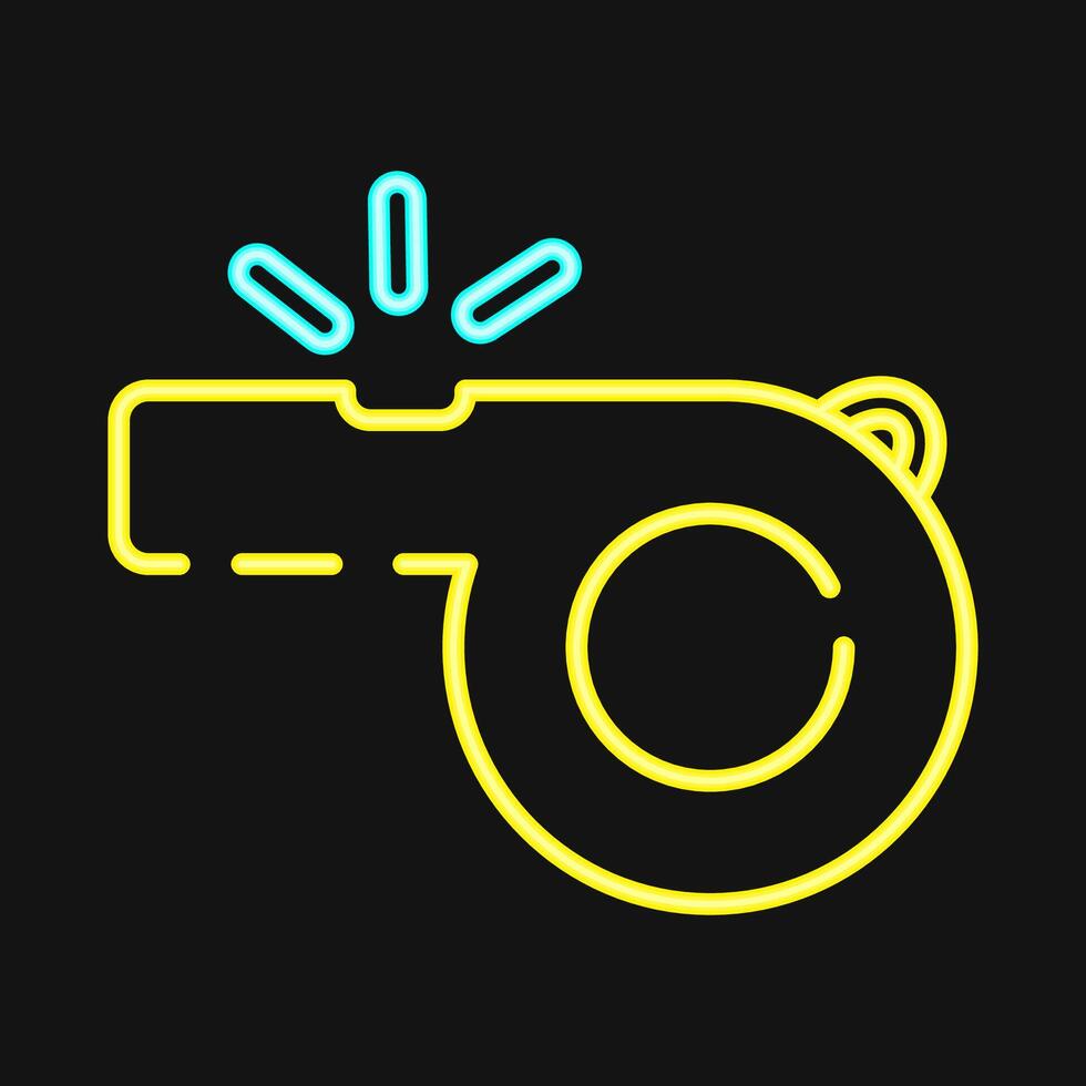 Icon whistle. Football and soccer elements. Icon in neon style. vector