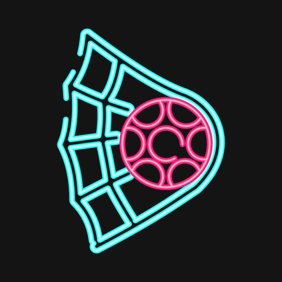 Icon goal. Football and soccer elements. Icon in neon style. vector