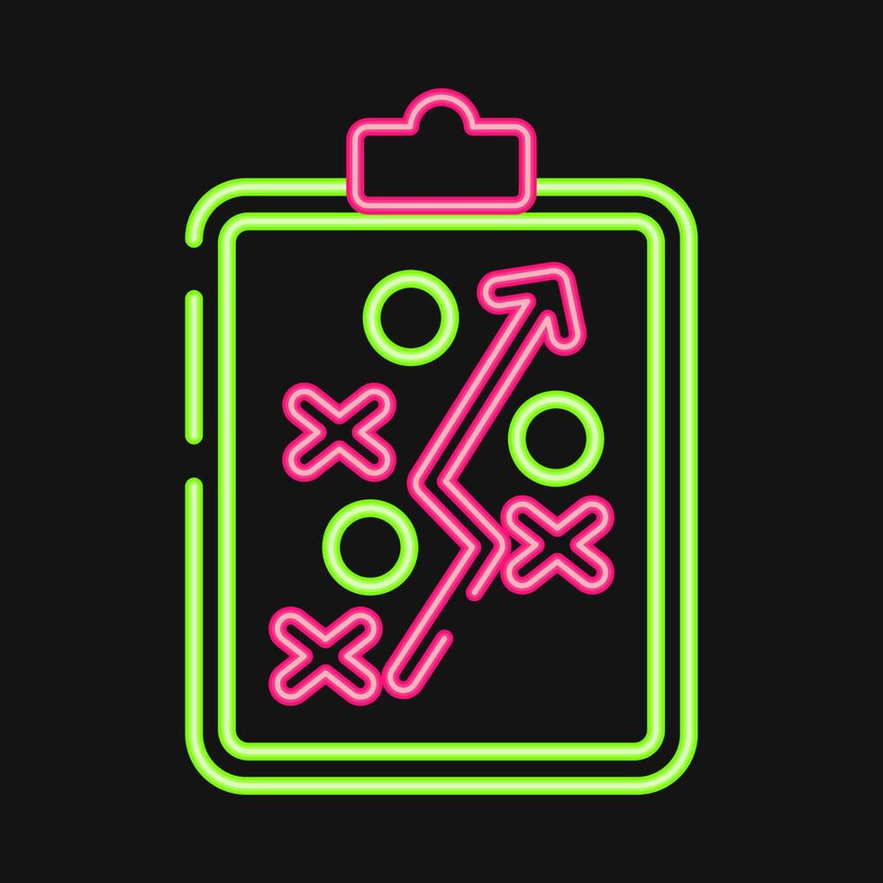 Icon strategy. Football and soccer elements. Icon in neon style. vector