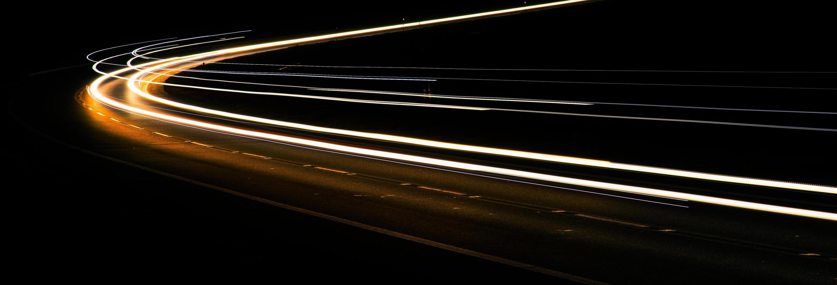 lights of moving cars at night. long exposure. photo