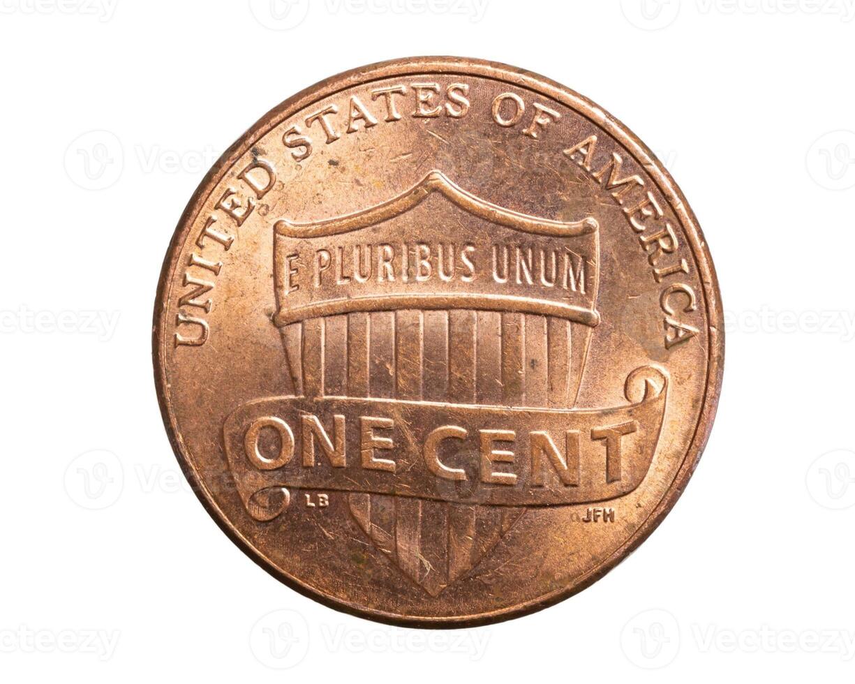 1 american cent coin on a white background photo