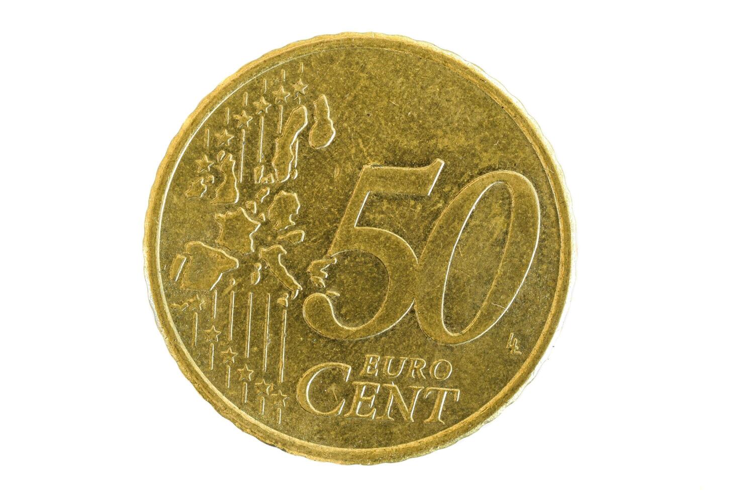 50 euro cent coin on a white background photo