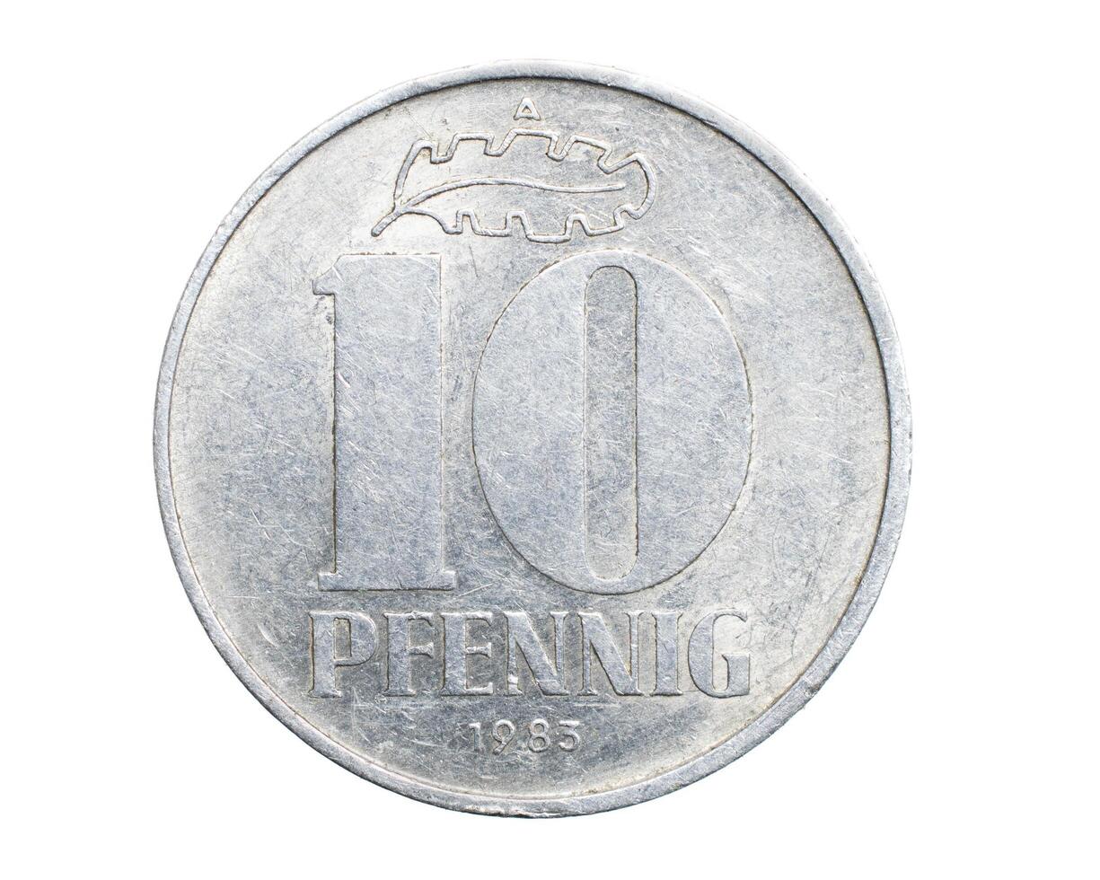 ten German pfennig coin isolated photo