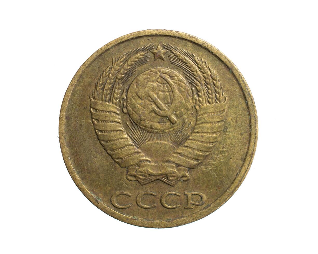 two cccp kopecks coin on a white isolated background photo