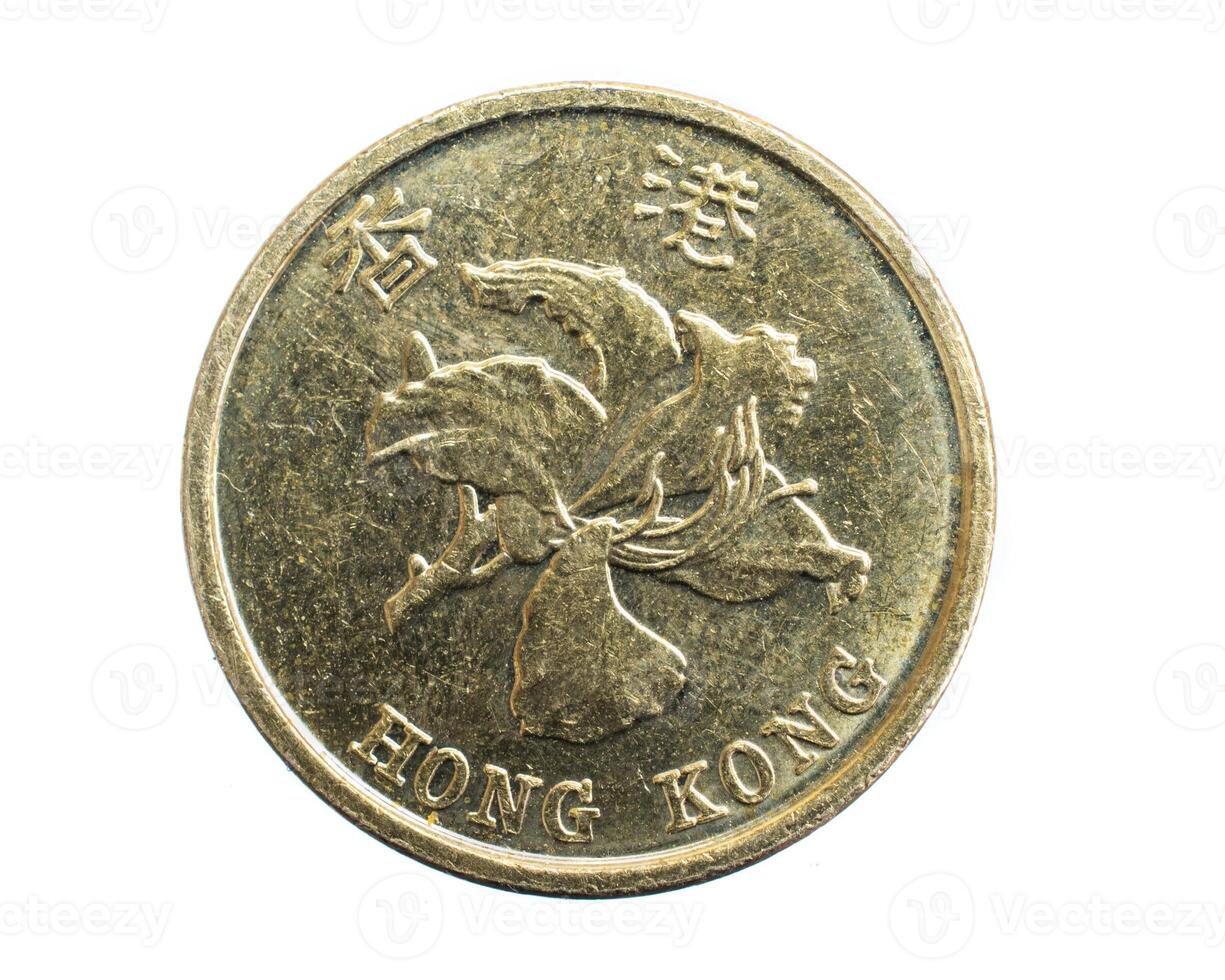 Hong Kong ten cents coin on white isolated background photo