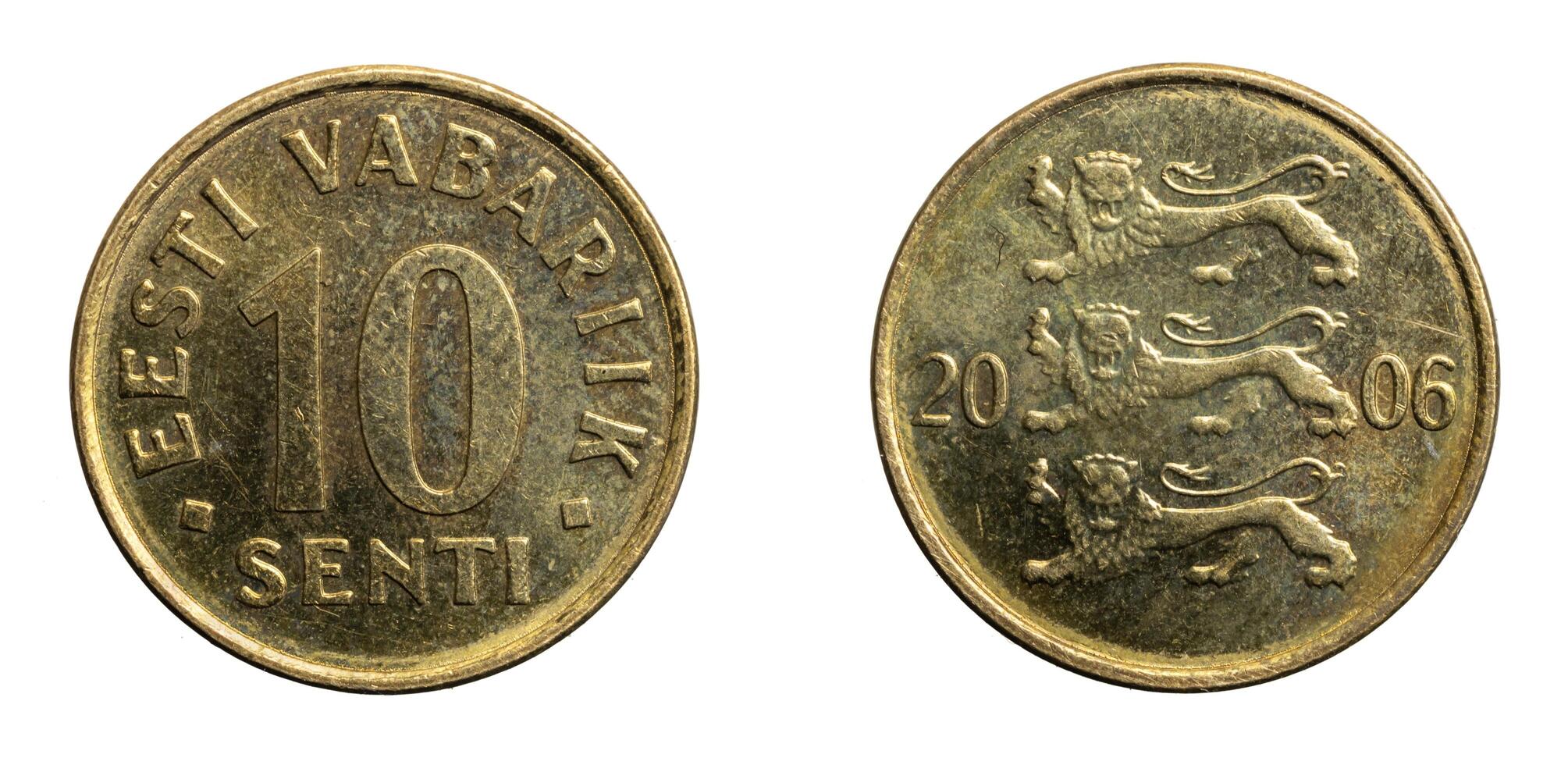 Estonia ten senti coin on white isolated background. photo