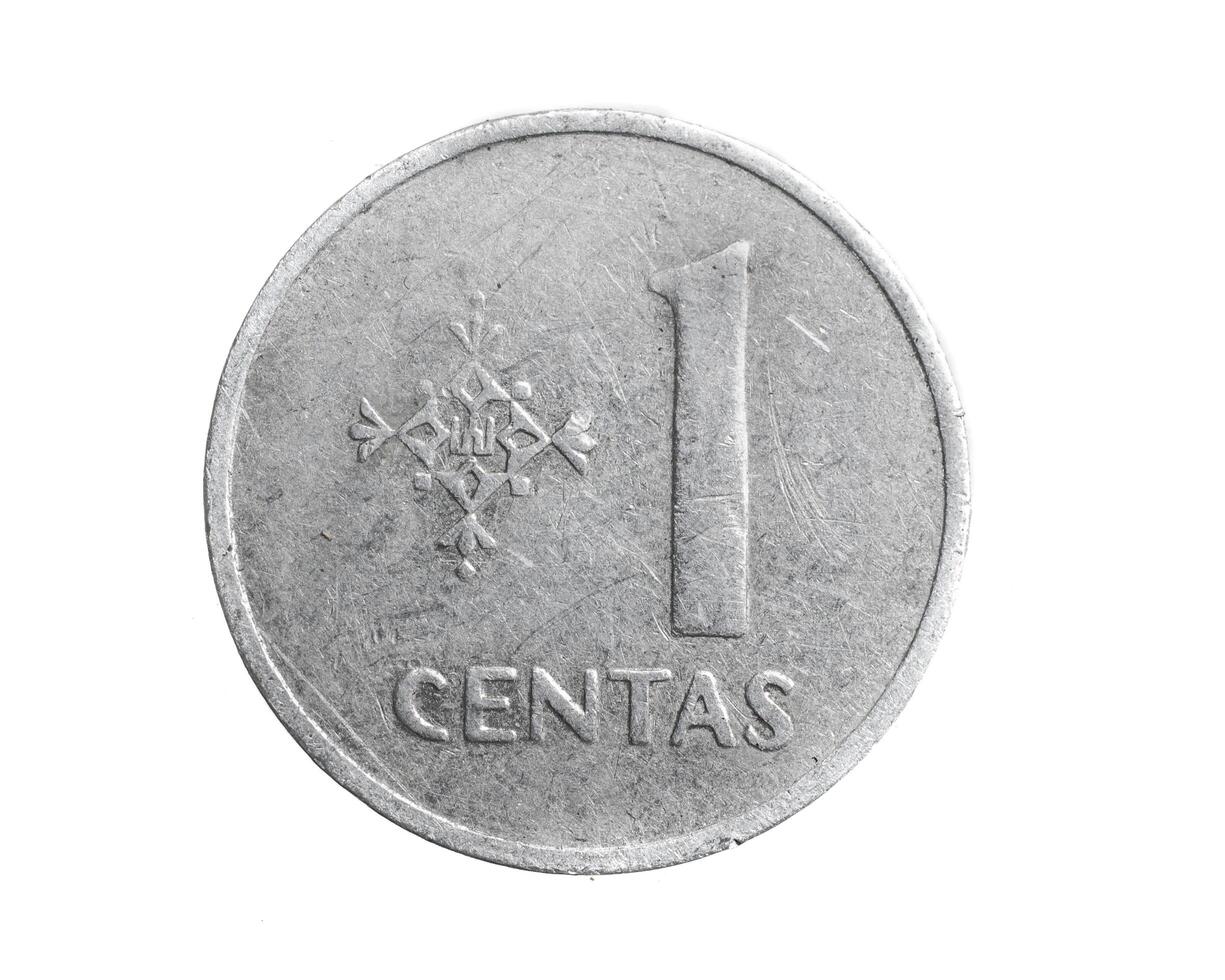 Lithuania one centas coin on a white isolated background photo