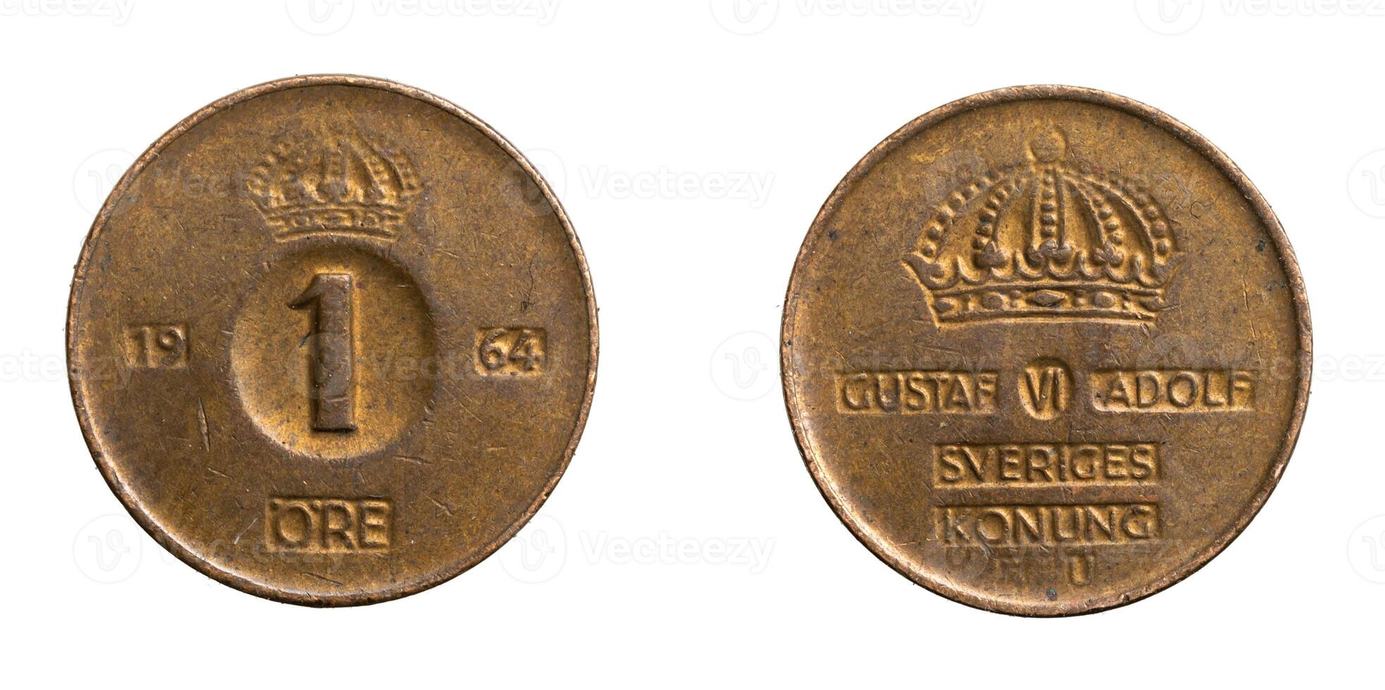 Sweden one ore coin on a white isolated background photo