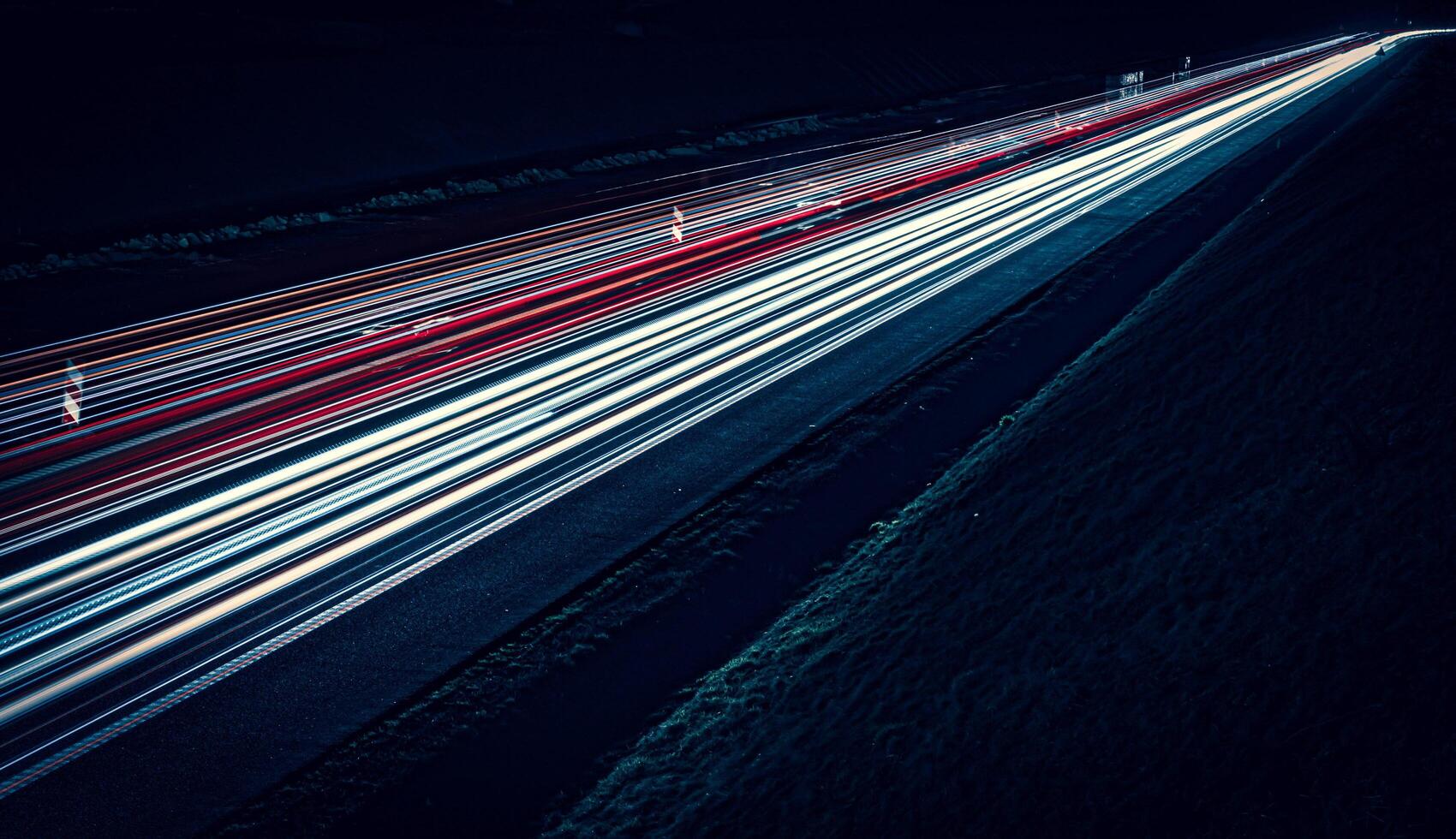 light fast. lights of cars with night. long exposure photo