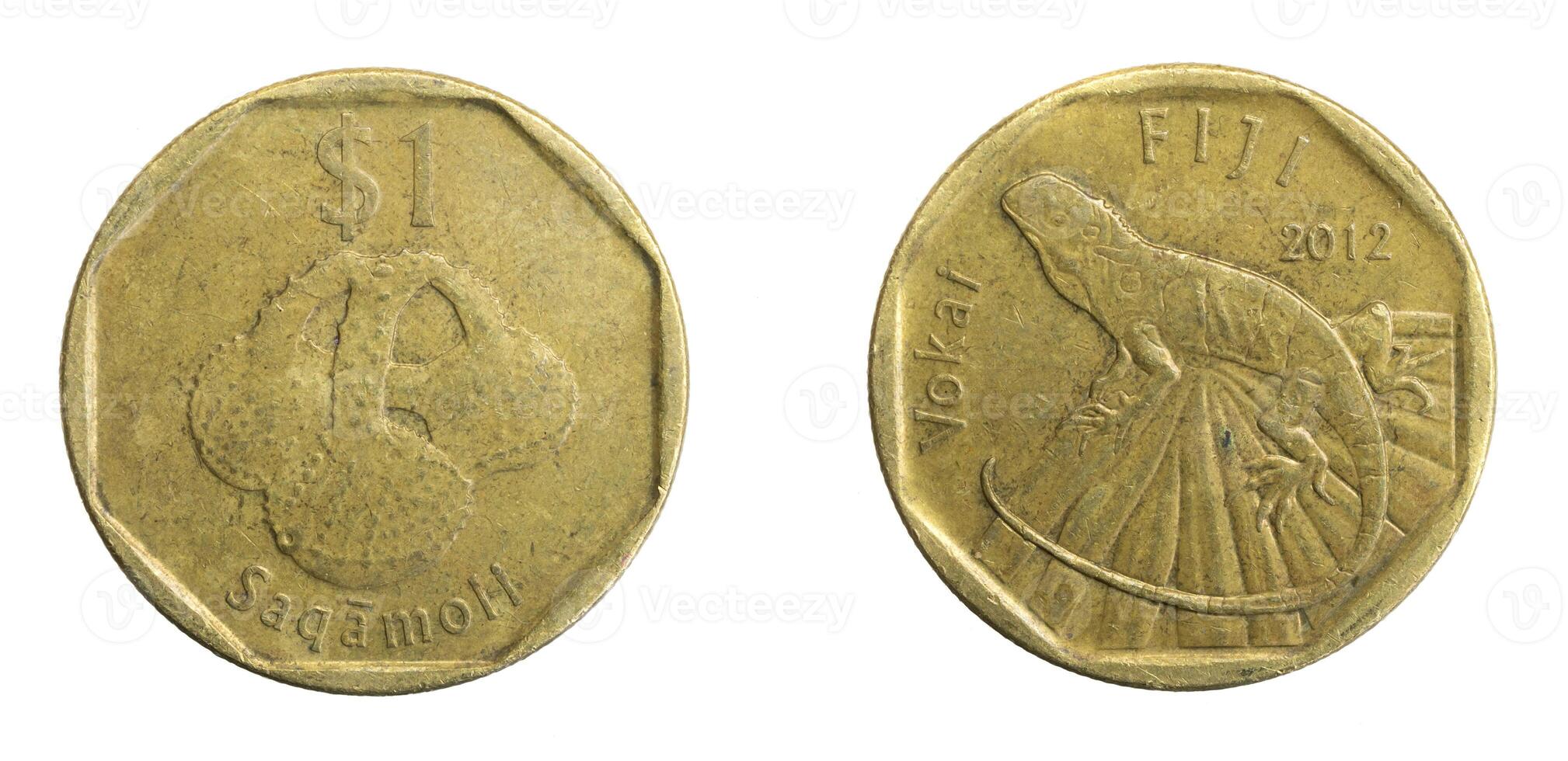 Fiji one dollar coin on a white isolated background photo