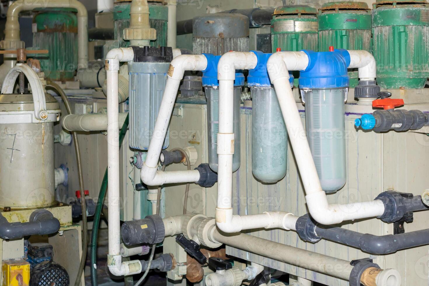 water treatment filters mounted on an industrial machine photo