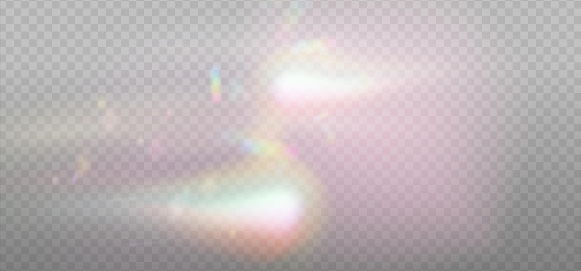 Warm Rainbow reflection light prism effect on light background. Hologram glass dispersion, crystal flare leak shadow overlay. illustration vector