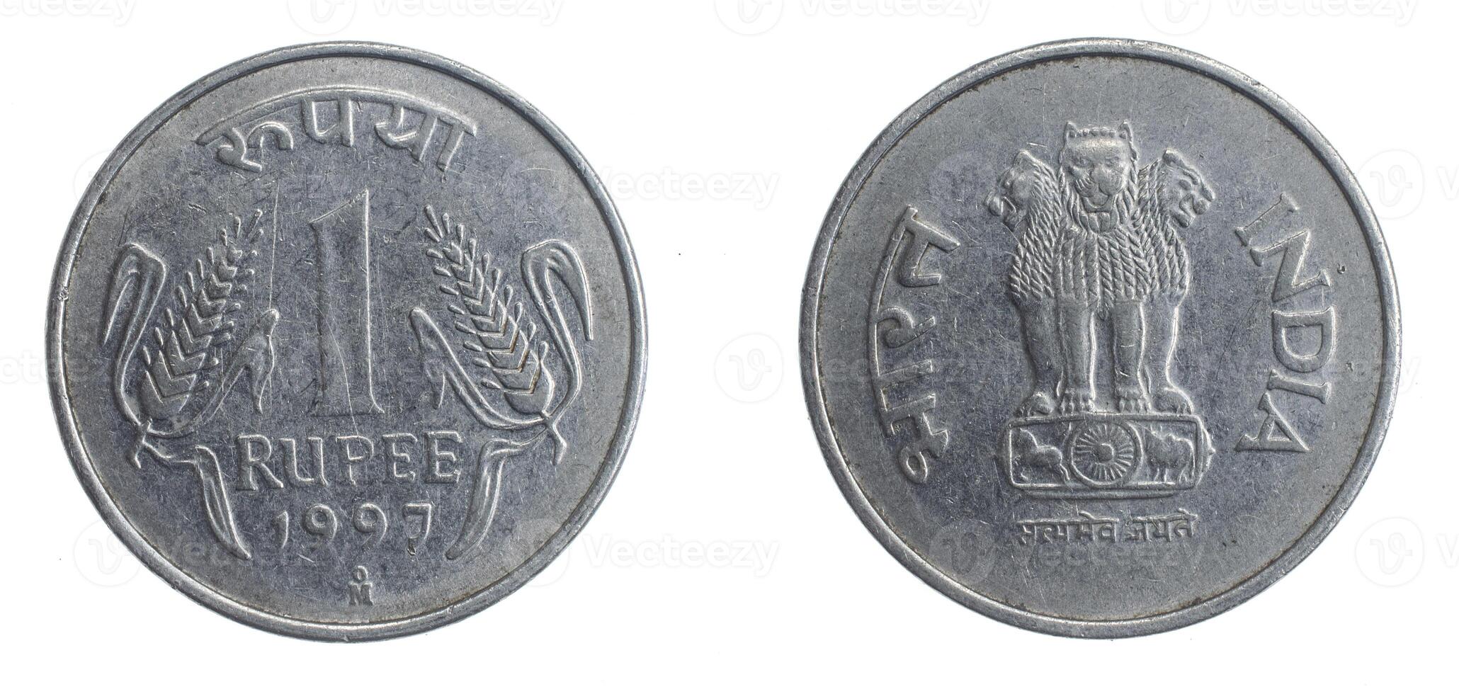 India one rupee coin isolated background photo