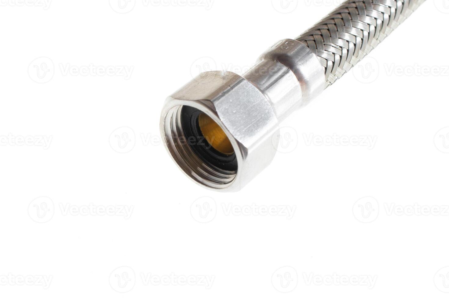 steel braided hose on a white isolated background photo