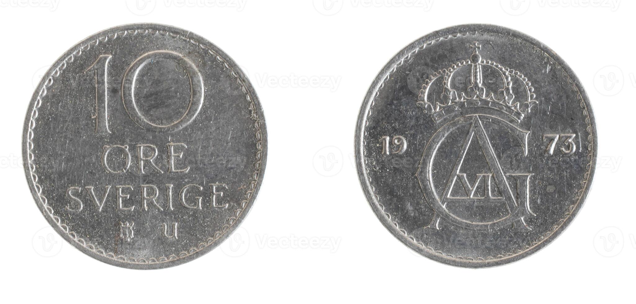 Sweden ten ore coin on a white isolated background photo