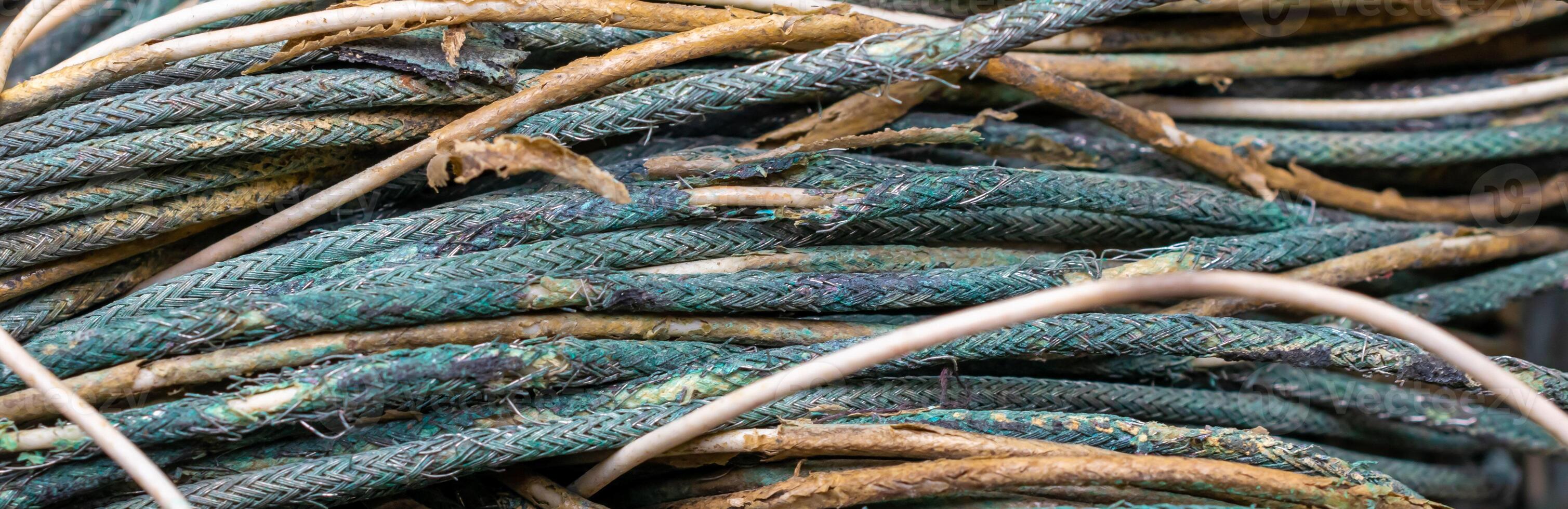 old copper wires with an interesting texture. background photo