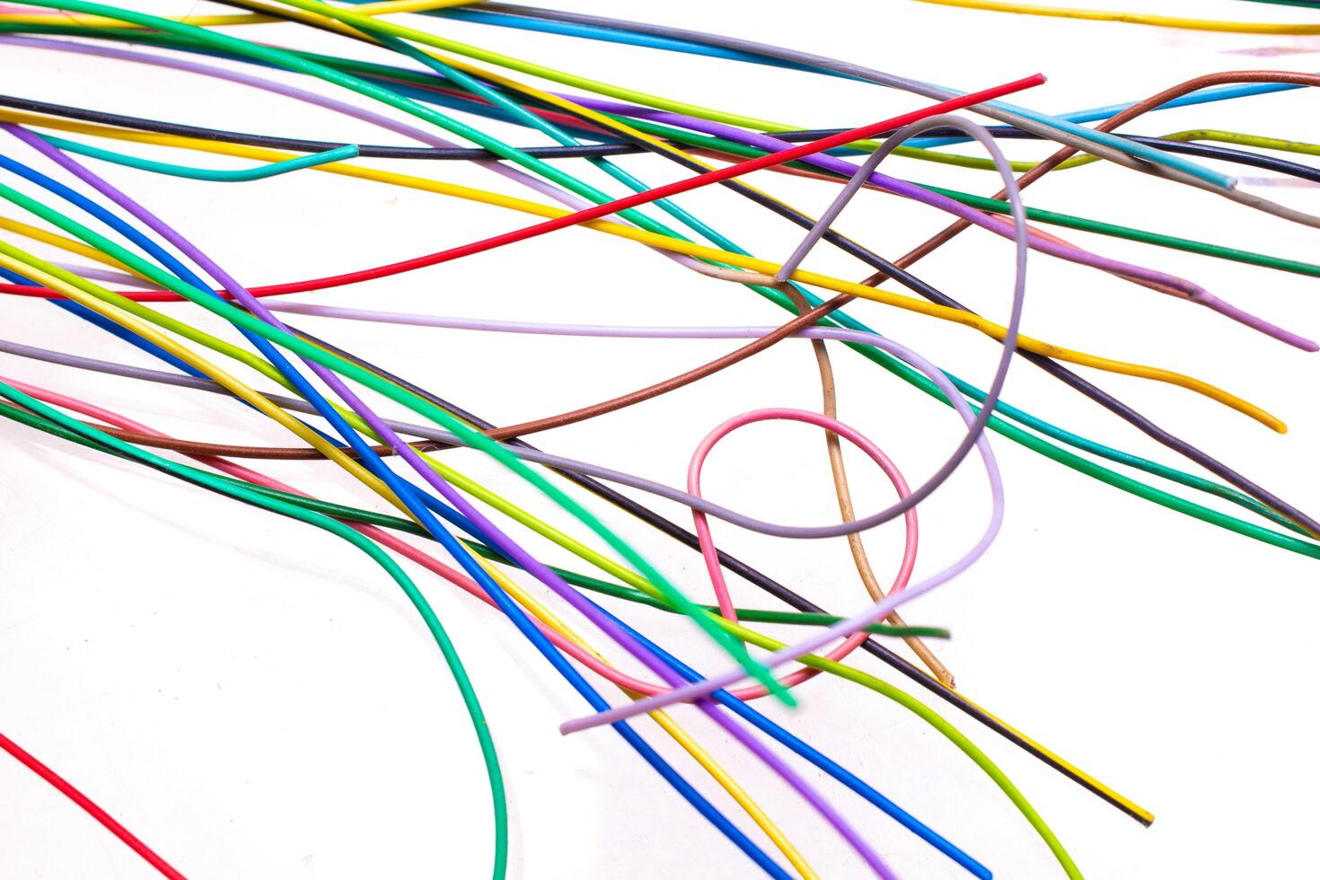 colored wires on a white isolated background. photo