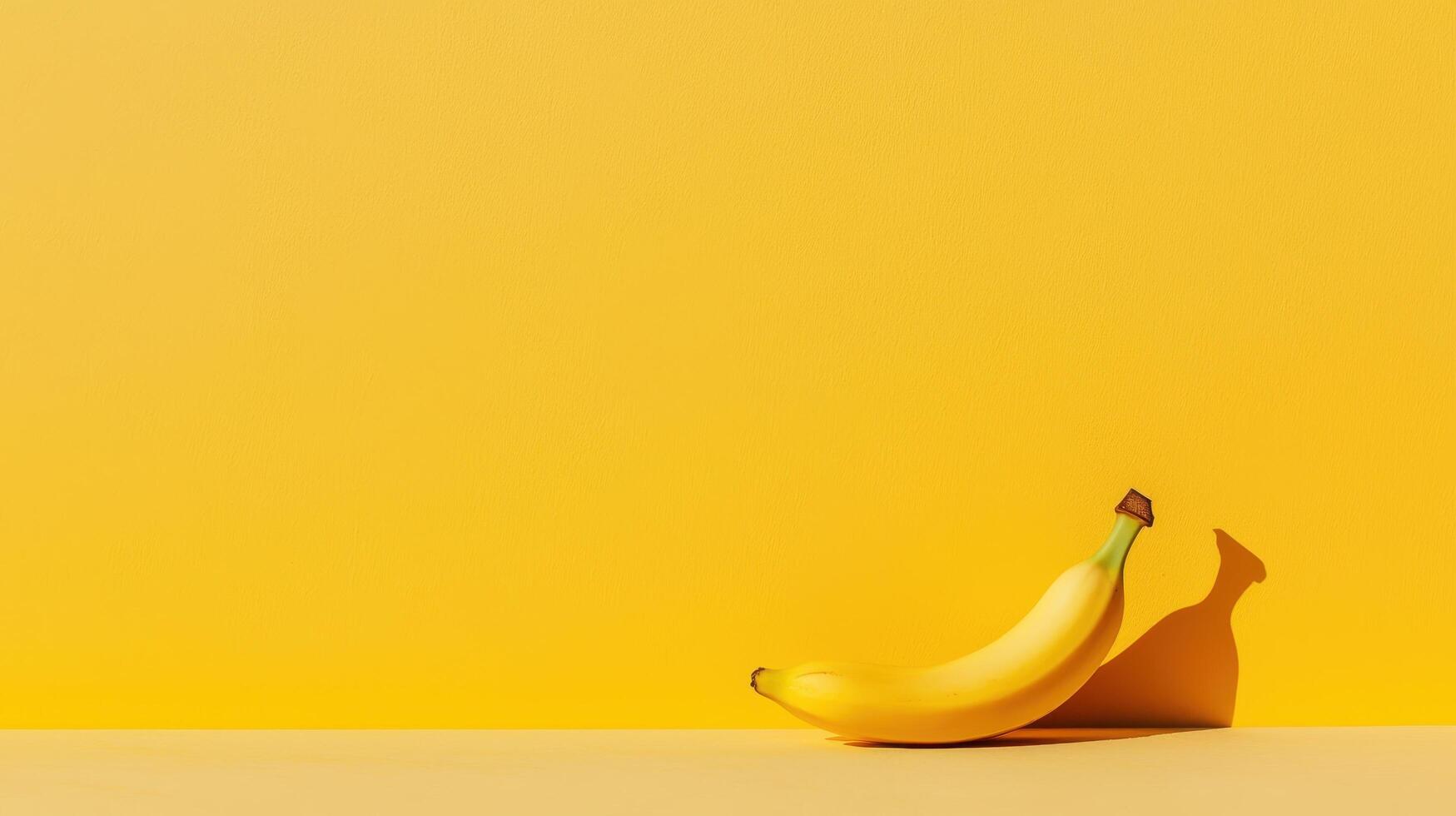 Vibrant yellow banana on bright background food photography minimalist style studio setting close-up view photo
