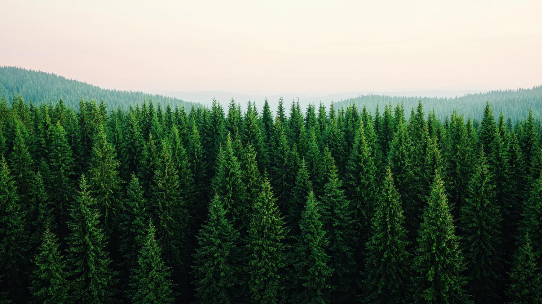 Serene nature scene evergreen forests landscape photography tranquil background aerial view environmental beauty photo