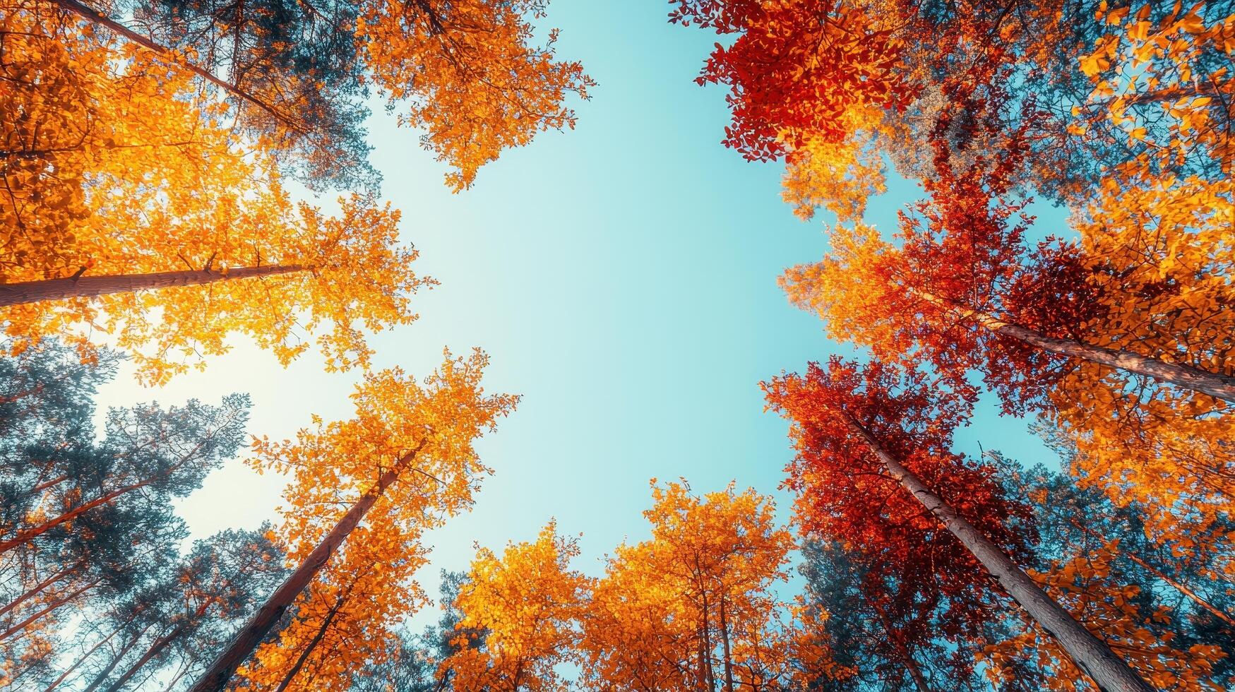Autumn leaves falling forest nature photography vibrant background aerial view scenic atmosphere photo