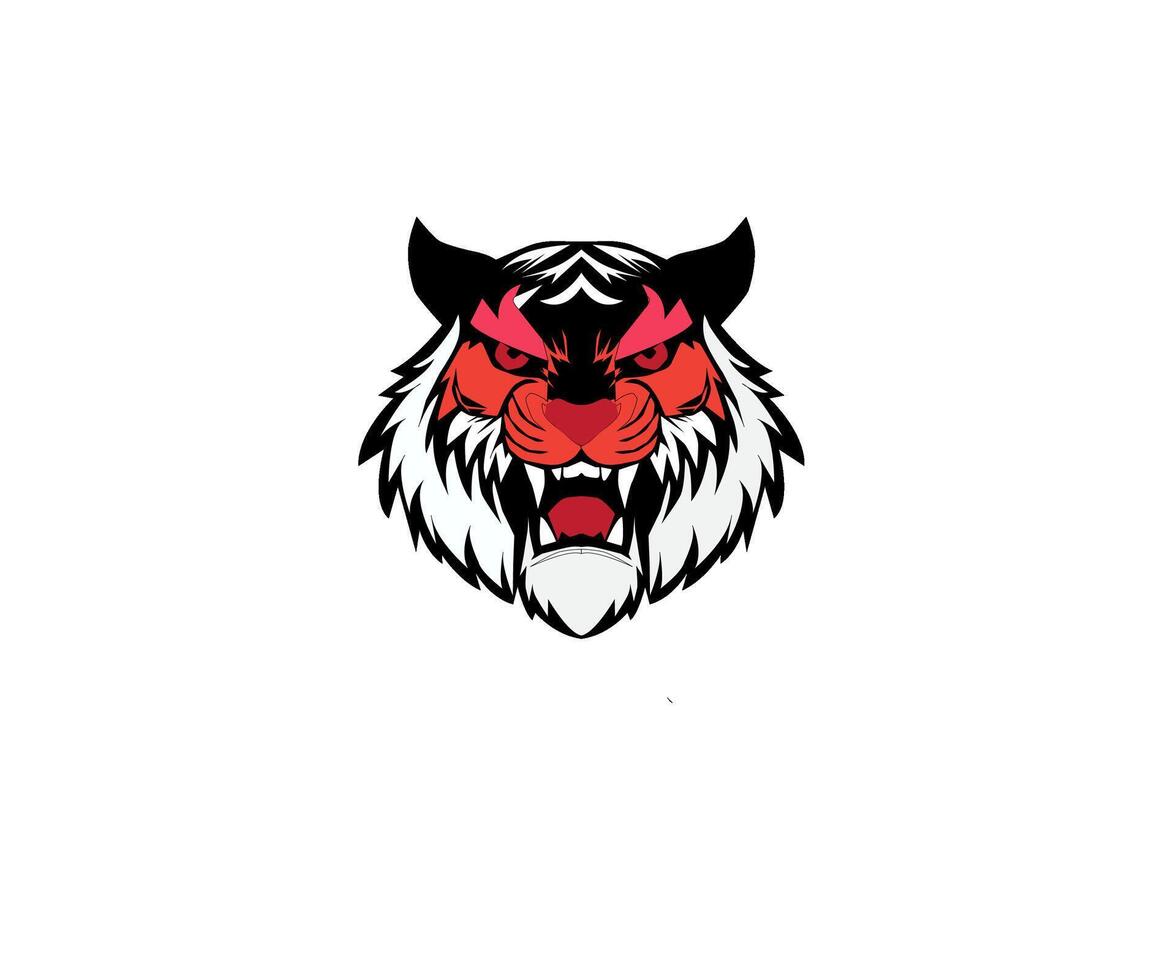 angry tiger head illustration vector