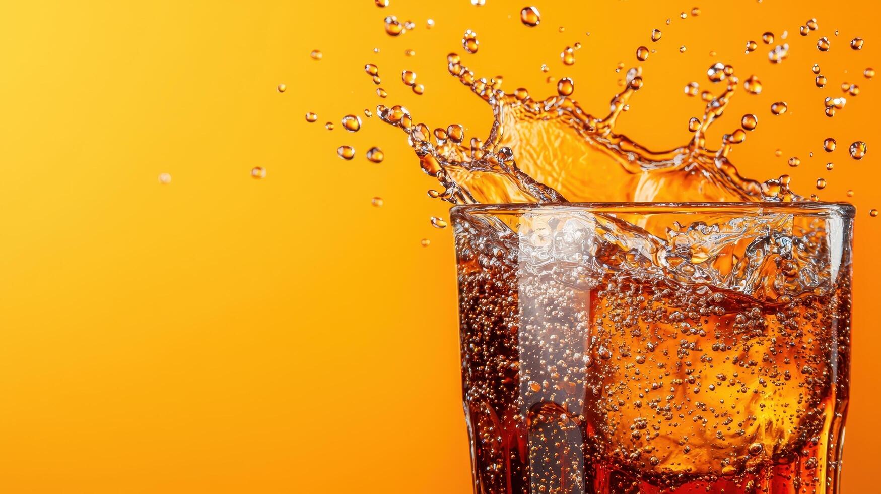 Refreshing drink splashing in a glass studio background beverage photography vibrant environment photo