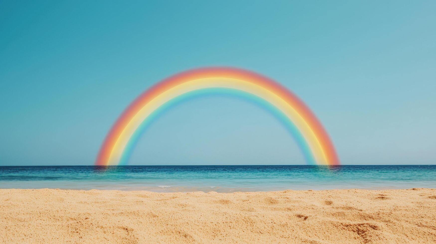 Stunning rainbow arch over tranquil beach nature scene vibrant background serene viewpoint photo