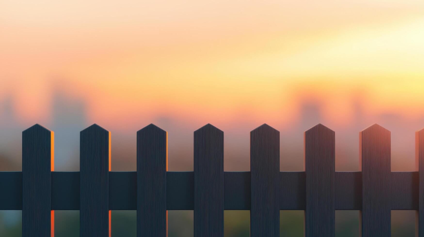 Sunset fence silhouette urban background photographic image warm atmosphere close-up view tranquil concept photo