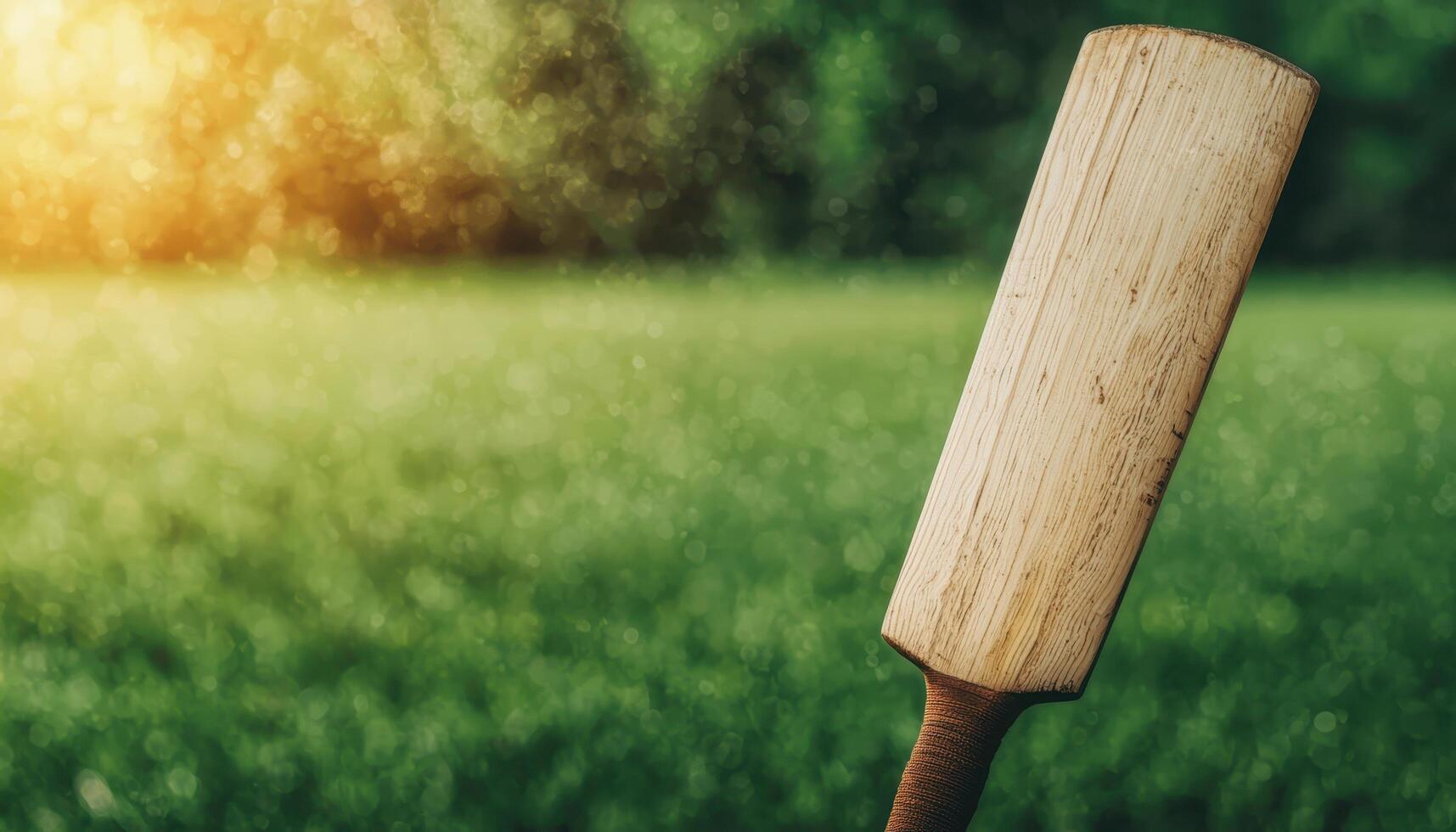 Cricket bat action in nature background outdoor sports photography green field environment photo
