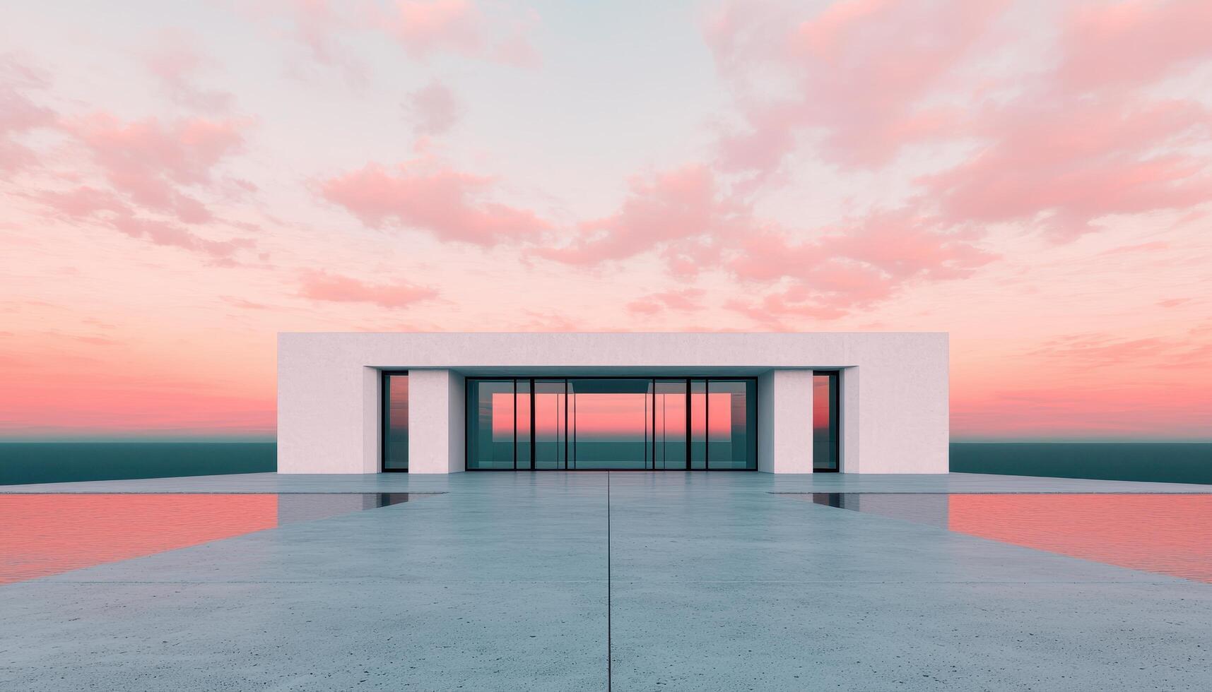 Modern architectural structure at sunset minimalist design background outdoor environment serene viewpoint photo