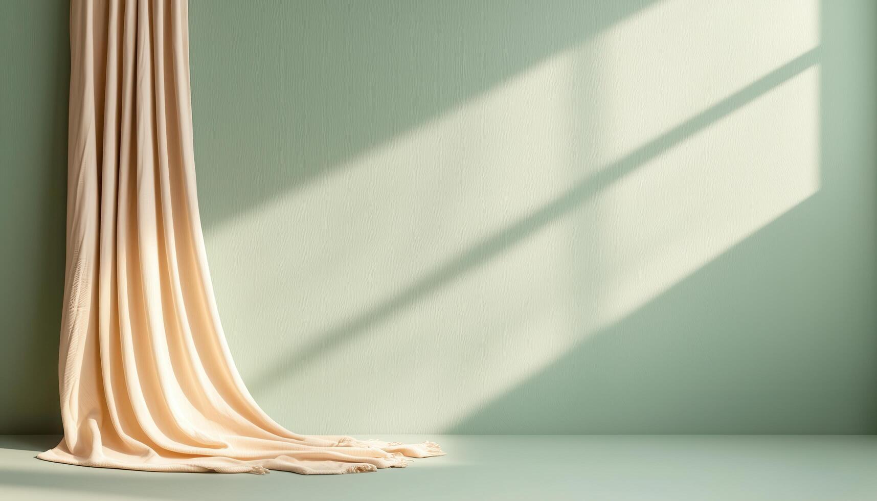 Elegant fabric drapery with soft shadows minimalist background studio setting calm atmosphere photo
