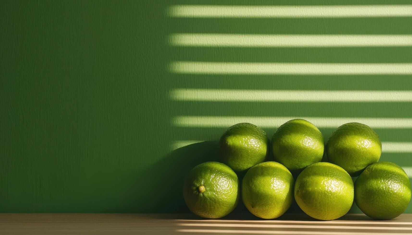 Fresh limes stacked minimalist green background food photography bright natural light photo